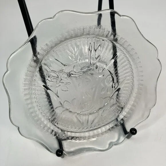 Set 4 Vtg Jeannette Glass Iris & Herringbone Clear Depression Saucers 5.75" - Picture 2 of 5